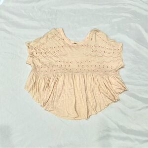 Free People Peach Eyelet Babydoll Top